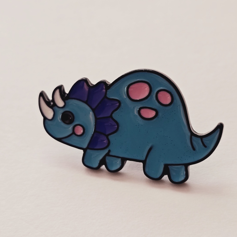 Blue Triceratops Pin